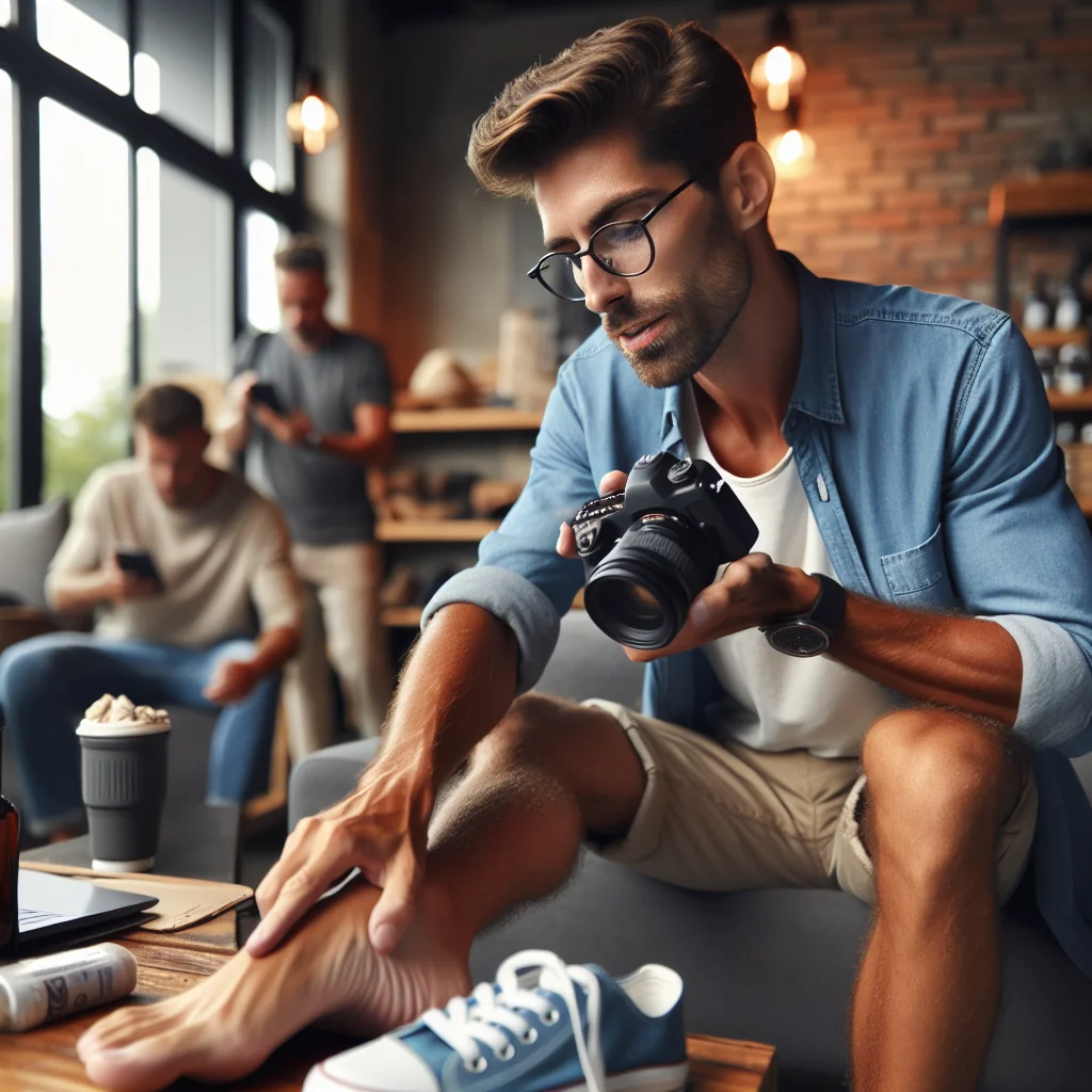 Male feetfinder showcasing men's feet for online foot photo marketplace