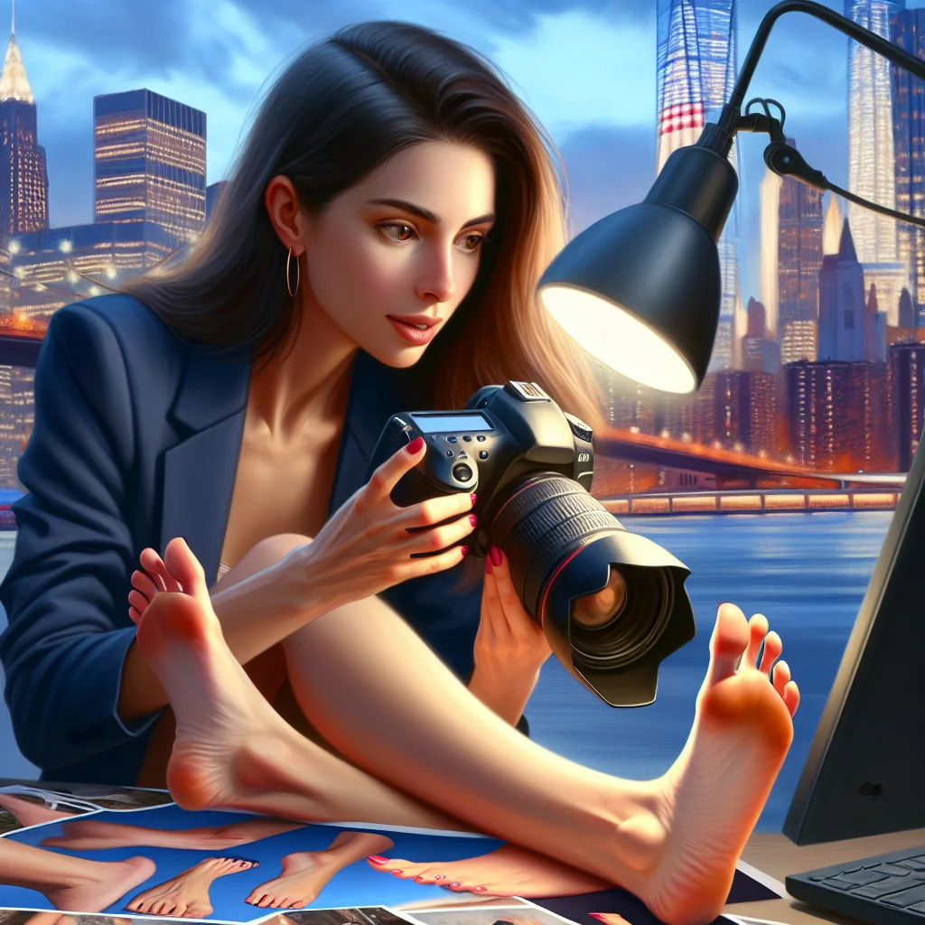 Woman using laptop for selling feet photos online australia, digital marketplace and secure payment concept